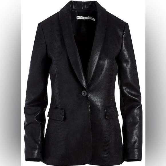 ALICE + OLIVIA Macey Vegan Leather Blazer NWOT - Picture 1 of 15